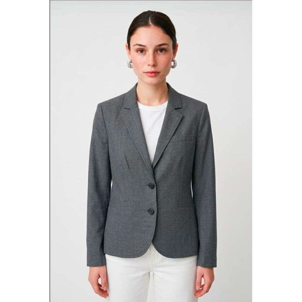 J.Crew Womens Gray 100% Wool Two Button Classic Blazer Jacket Size 16